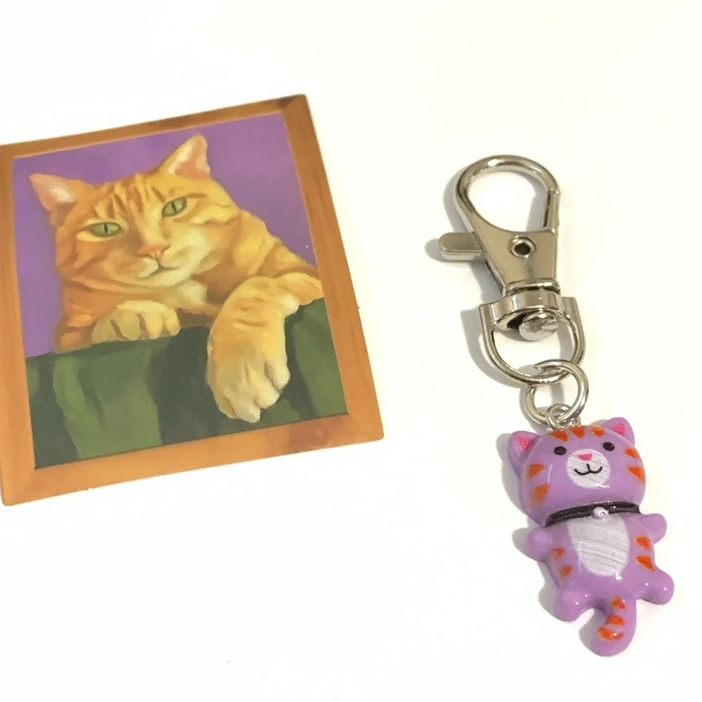 New Cat Charm Keychain and Sticker Set